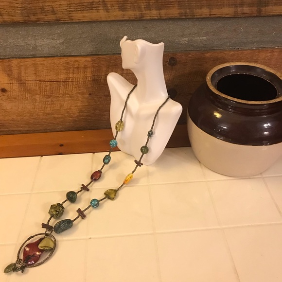 Chico’s long red/blue/green beaded necklace - Picture 1 of 5